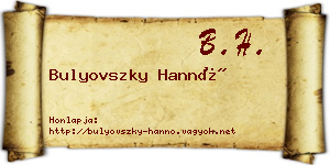 Bulyovszky Hannó névjegykártya